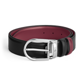 Horseshoe buckle black/cassis 35mm reversible leather belt