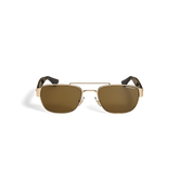 Rectangular Sunglasses with Gold-Colored Metal Frame