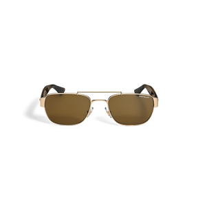 Rectangular Sunglasses with Gold-Colored Metal Frame