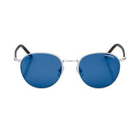 Round Sunglasses with Ruthenium-Colored Metal Frame