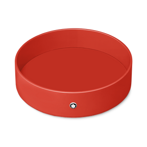 Round desk tray in coral lacquer (Large)