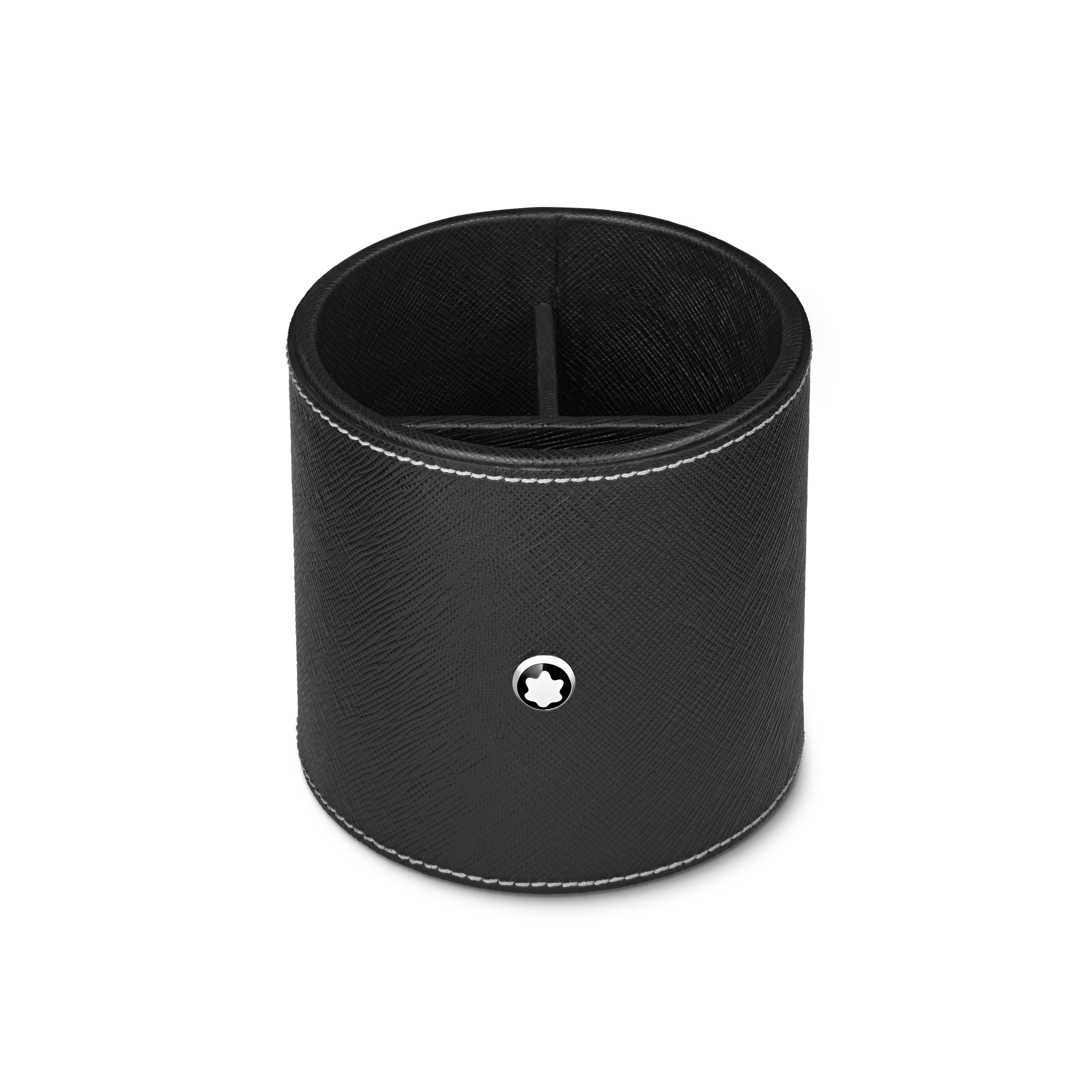 Round pen holder in black leather