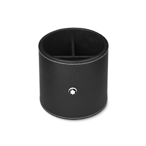 Round pen holder in black leather