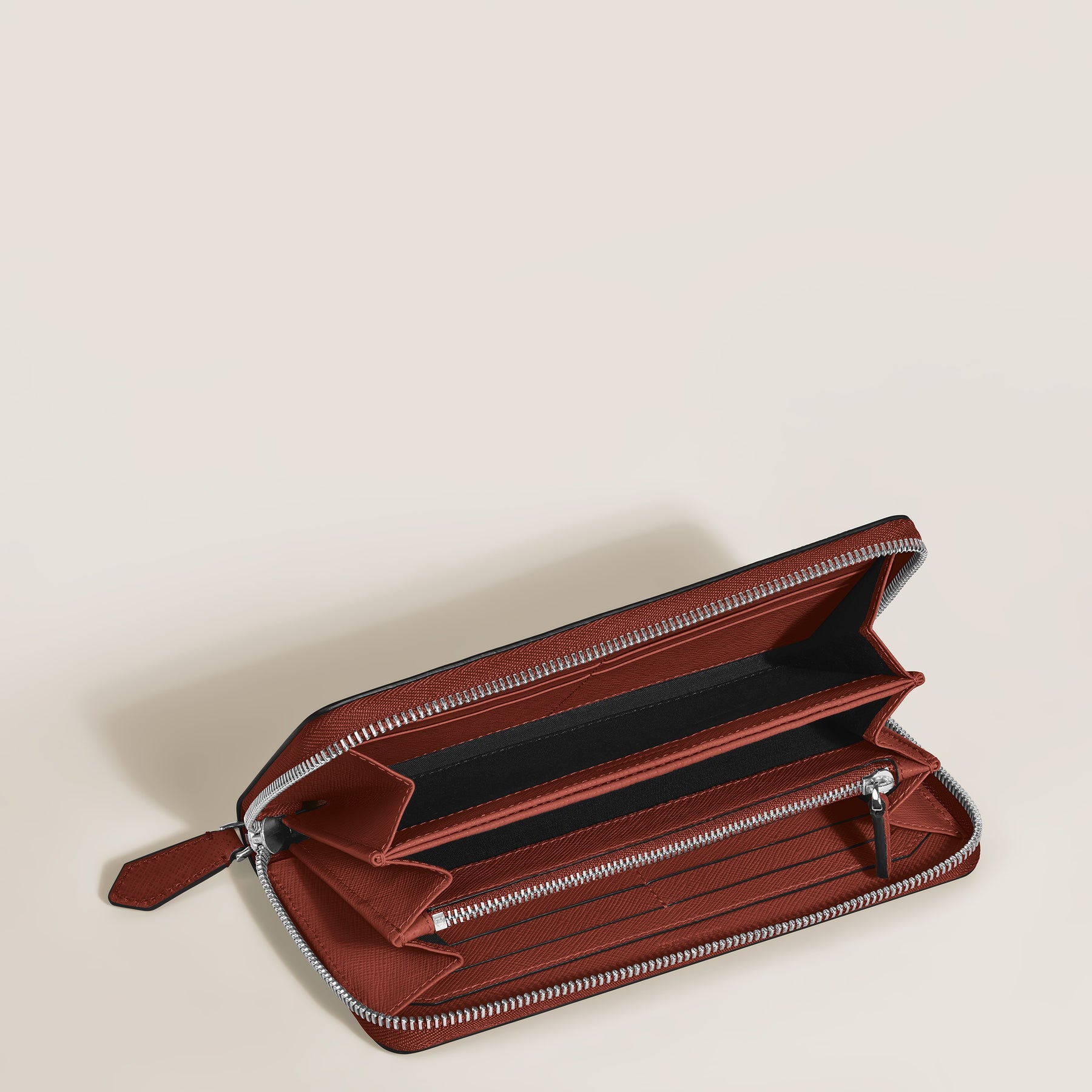 Wallet 12cc with zip in Sartorial Leather