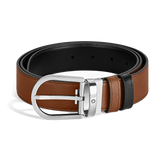 Horseshoe buckle fauve/black 35mm reversible leather belt