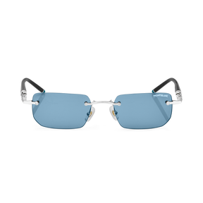 Rectangular Sunglasses with Silver-Colored Metal Frame