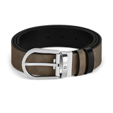 Horseshoe buckle noisette/black 35mm reversible leather belt