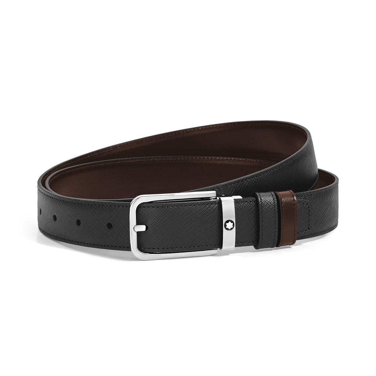 Reversible Belt in Sartorial Leather 30 mm with Rectangular Buckle