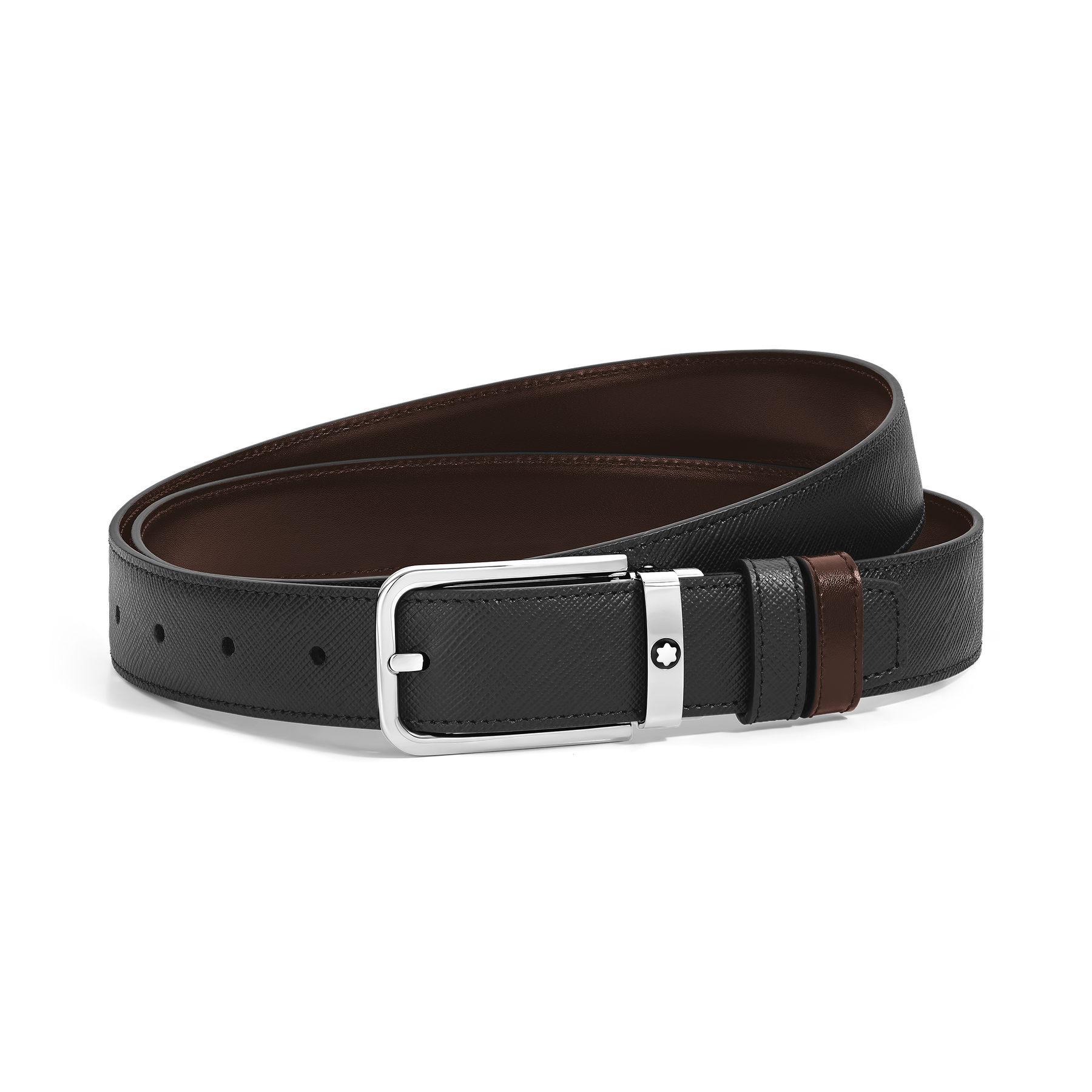 Reversible Belt in Sartorial Leather 30 mm with Rectangular Buckle