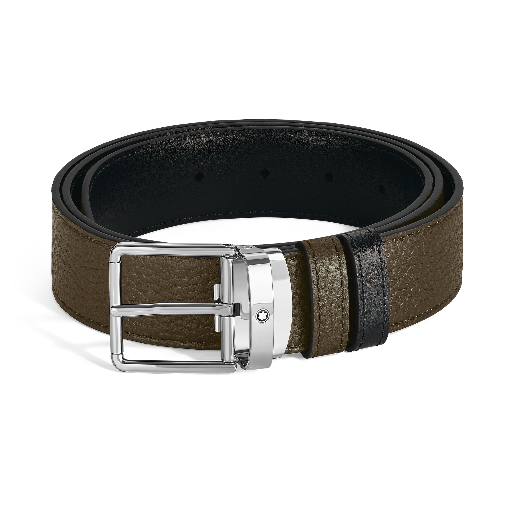 Everyday buckle khaki/black 35mm reversible leather belt