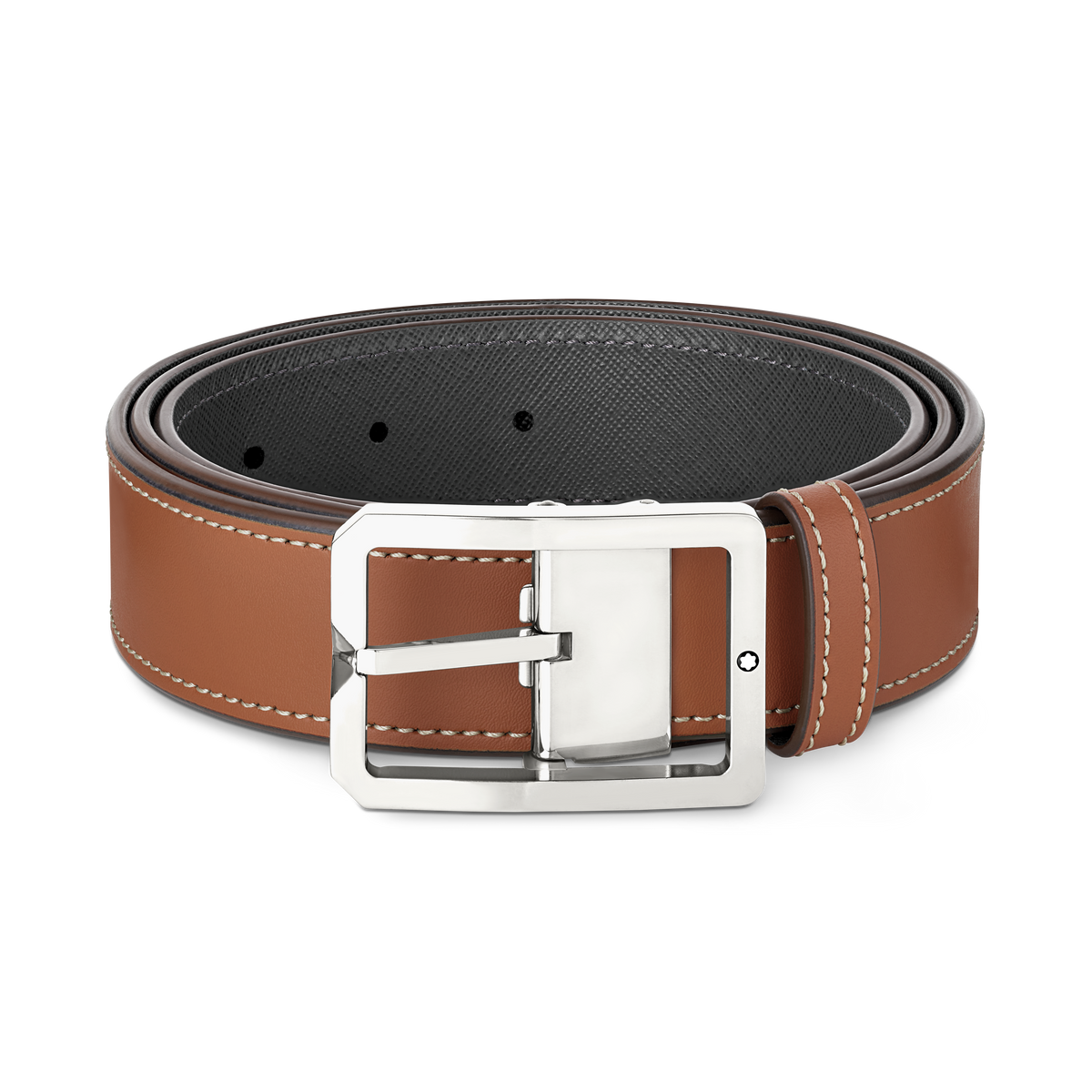 Tan/Gray 35 mm reversible leather belt