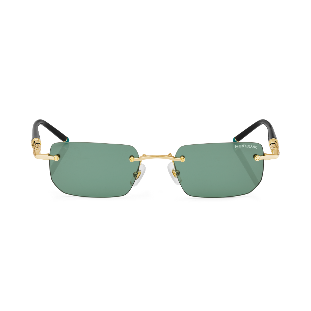 Rectangular Sunglasses with Gold-Colored Metal Frame