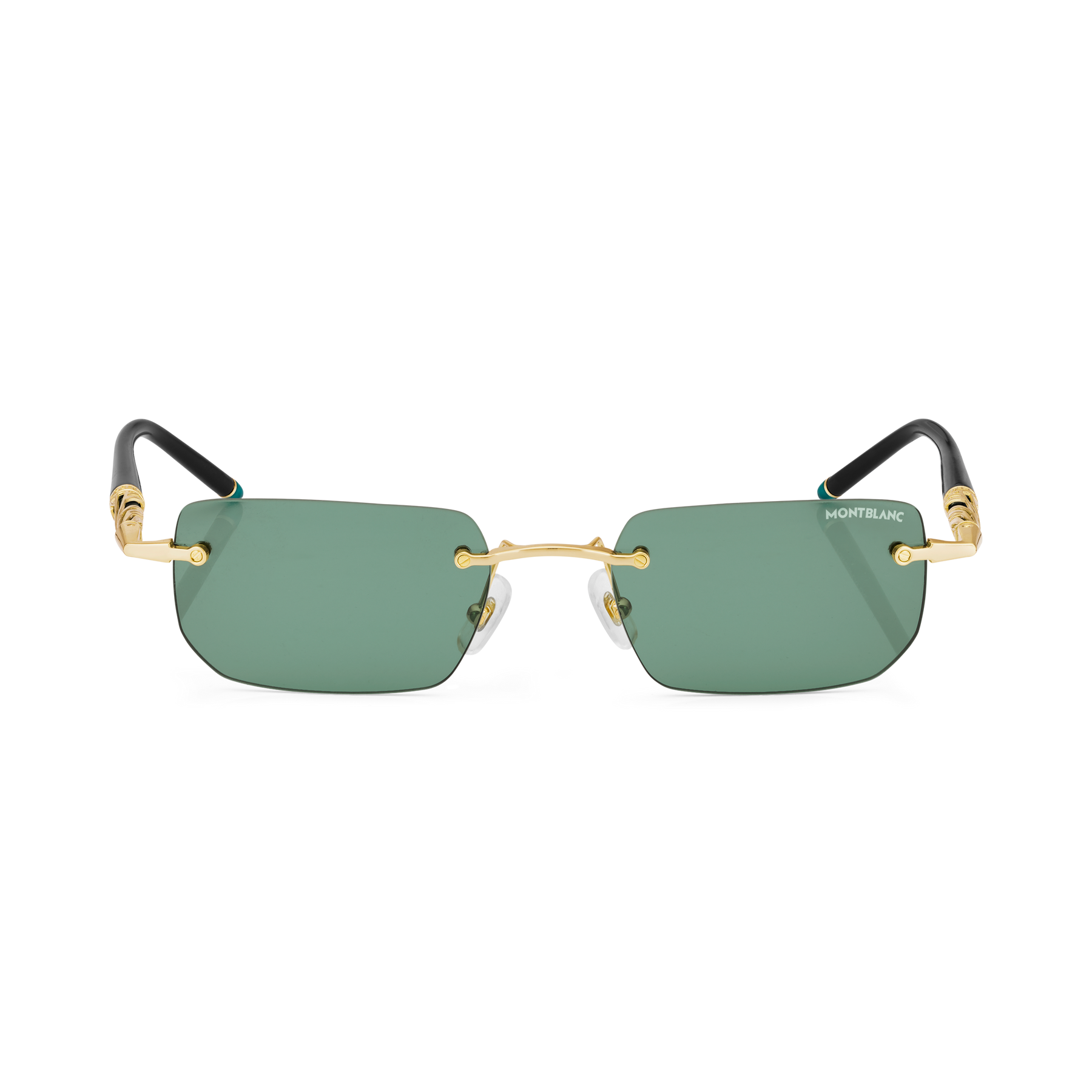 Rectangular Sunglasses with Gold-Colored Metal Frame