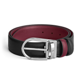 Horseshoe buckle black/cassis 35mm reversible leather belt