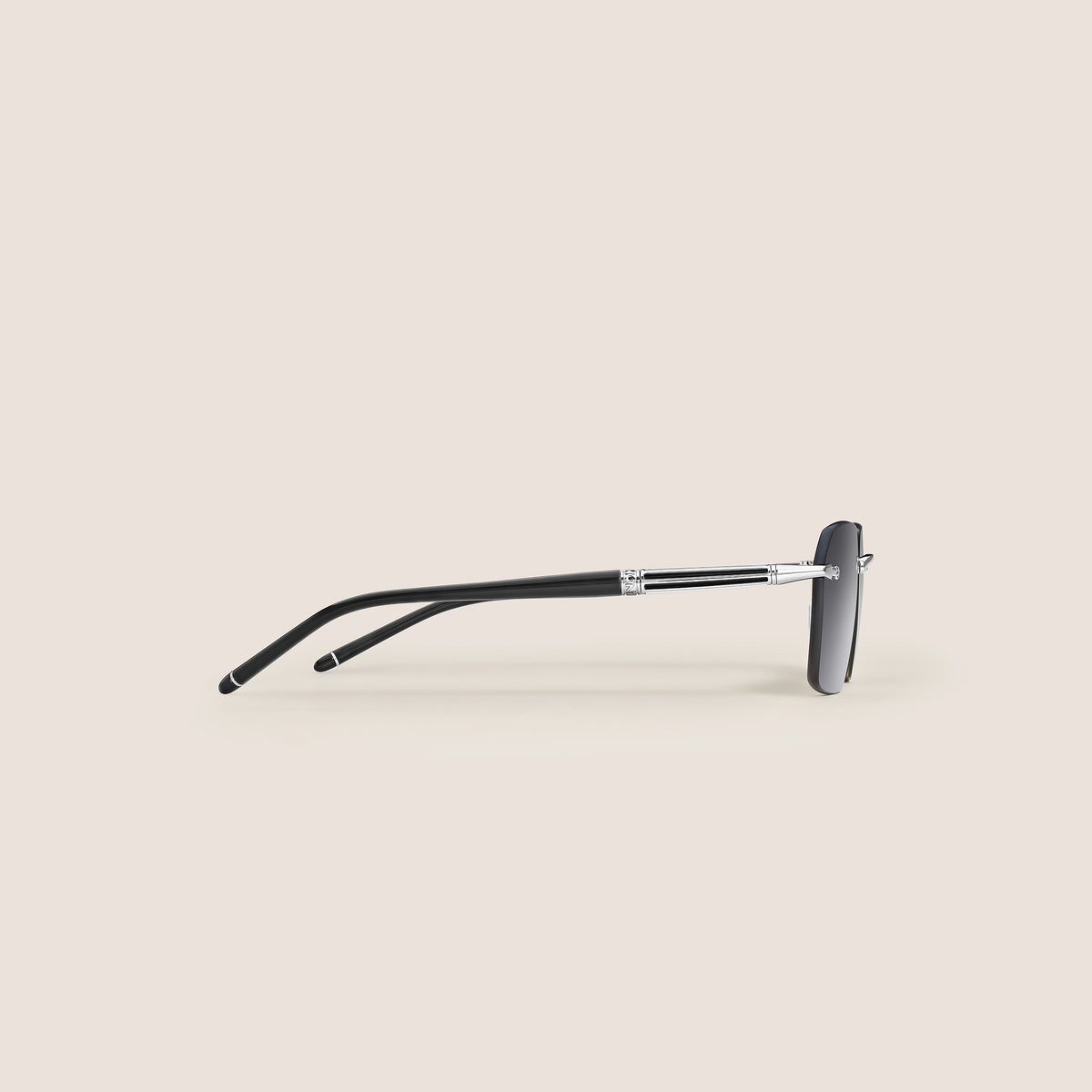 Rectangular Sunglasses with Silver-Colored Metal Frame