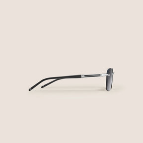 Rectangular Sunglasses with Silver-Colored Metal Frame