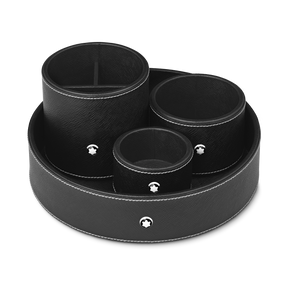 Round pen holder in black leather