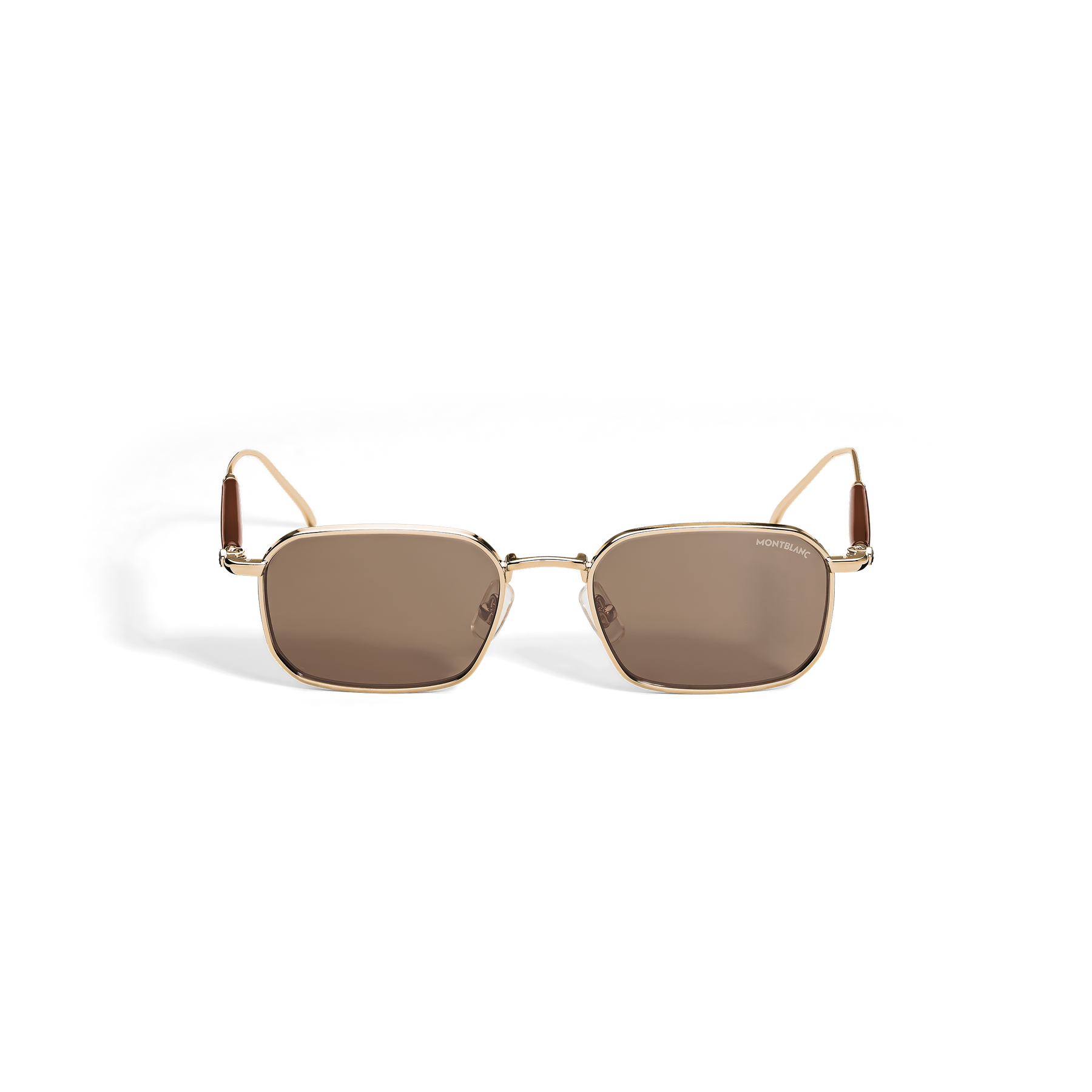 Rectangular Sunglasses with Gold Col Metal Frame