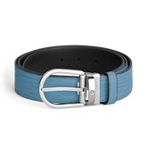 Horseshoe buckle smoky blue 35mm leather belt