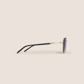 Rectangular Sunglasses with Gold-Colored Metal Frame