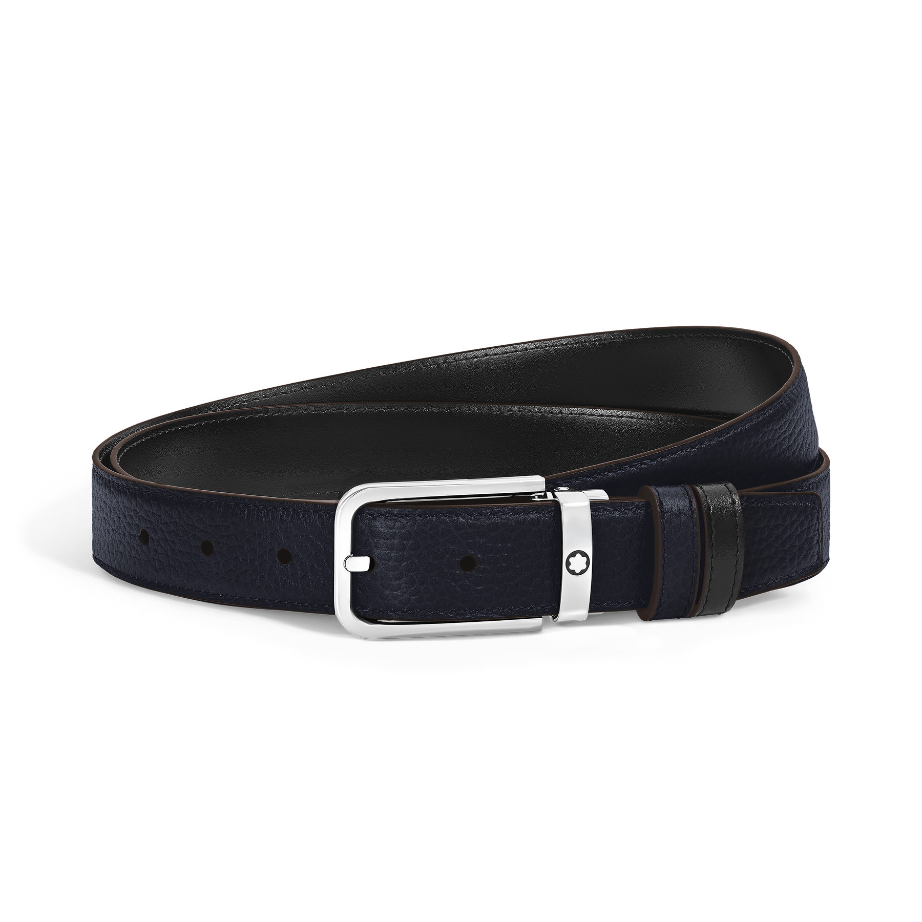 Reversible Belt in Grain 30 mm Leather with Rectangular Buckle