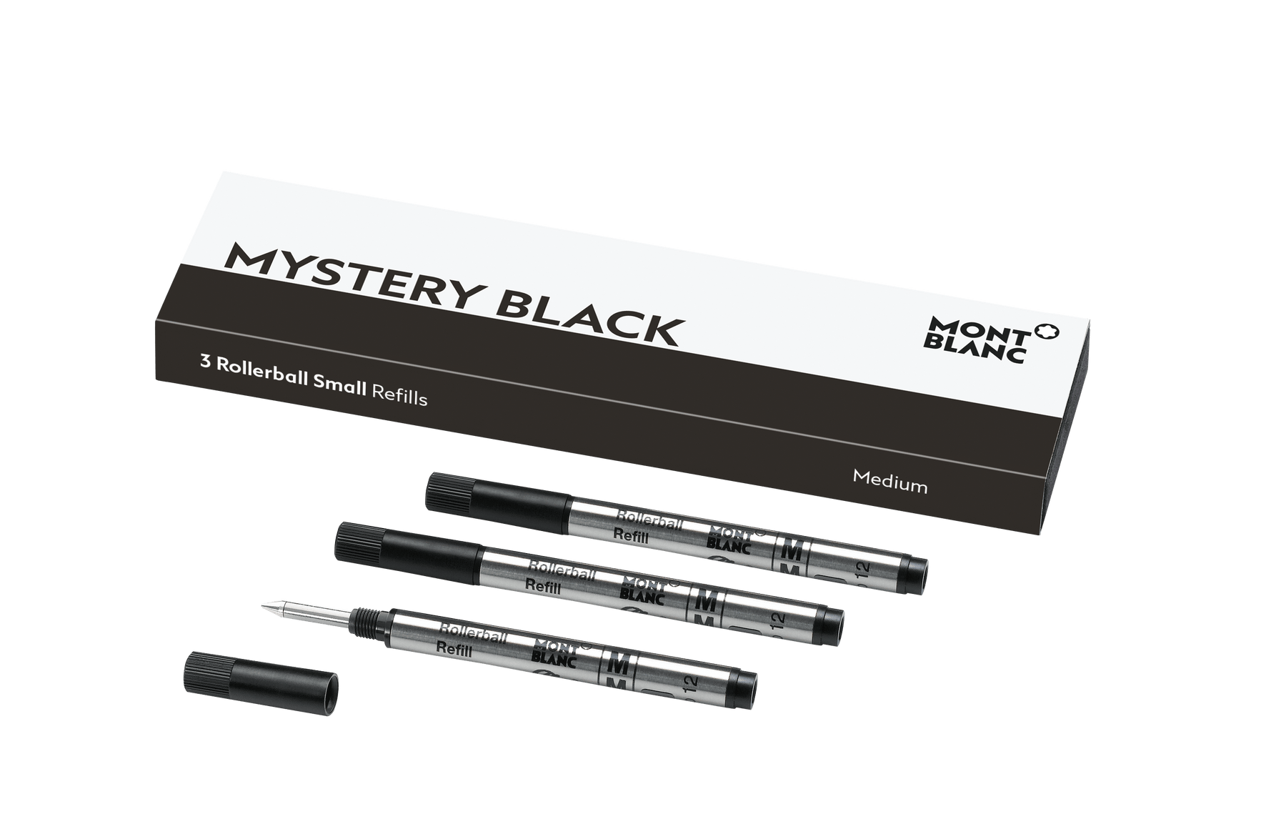 3 Rollerball Small Refills Medium Mystery Black