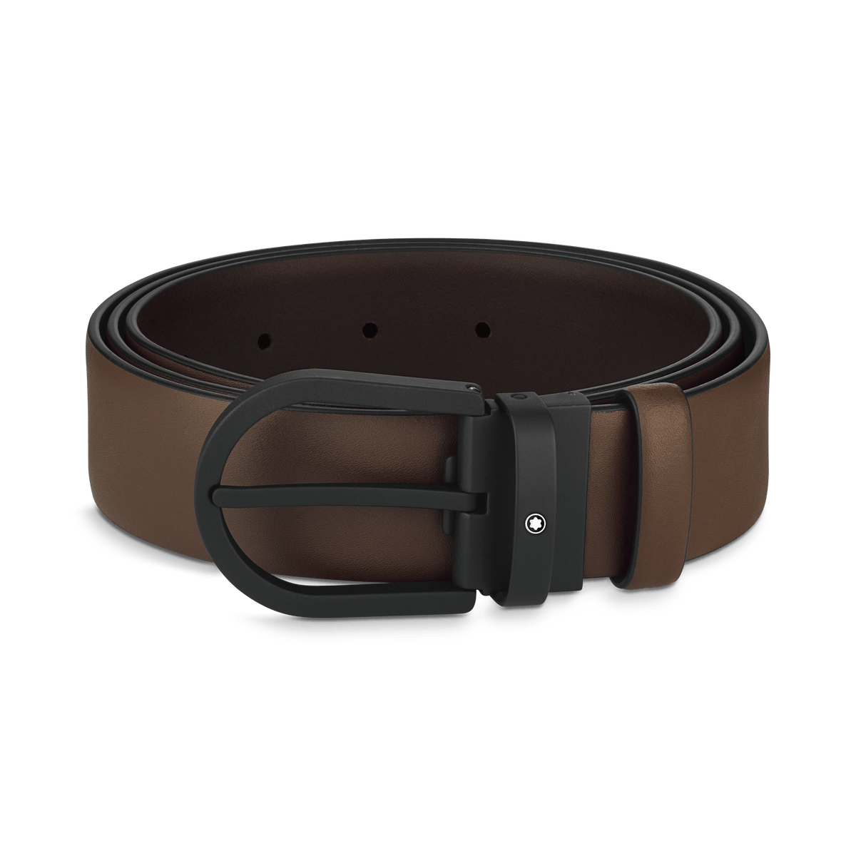 Horseshoe buckle brown 35 mm leather belt