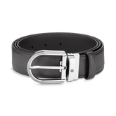 Horseshoe buckle gray 35 mm leather belt