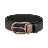 Horseshoe buckle black 30 mm leather belt