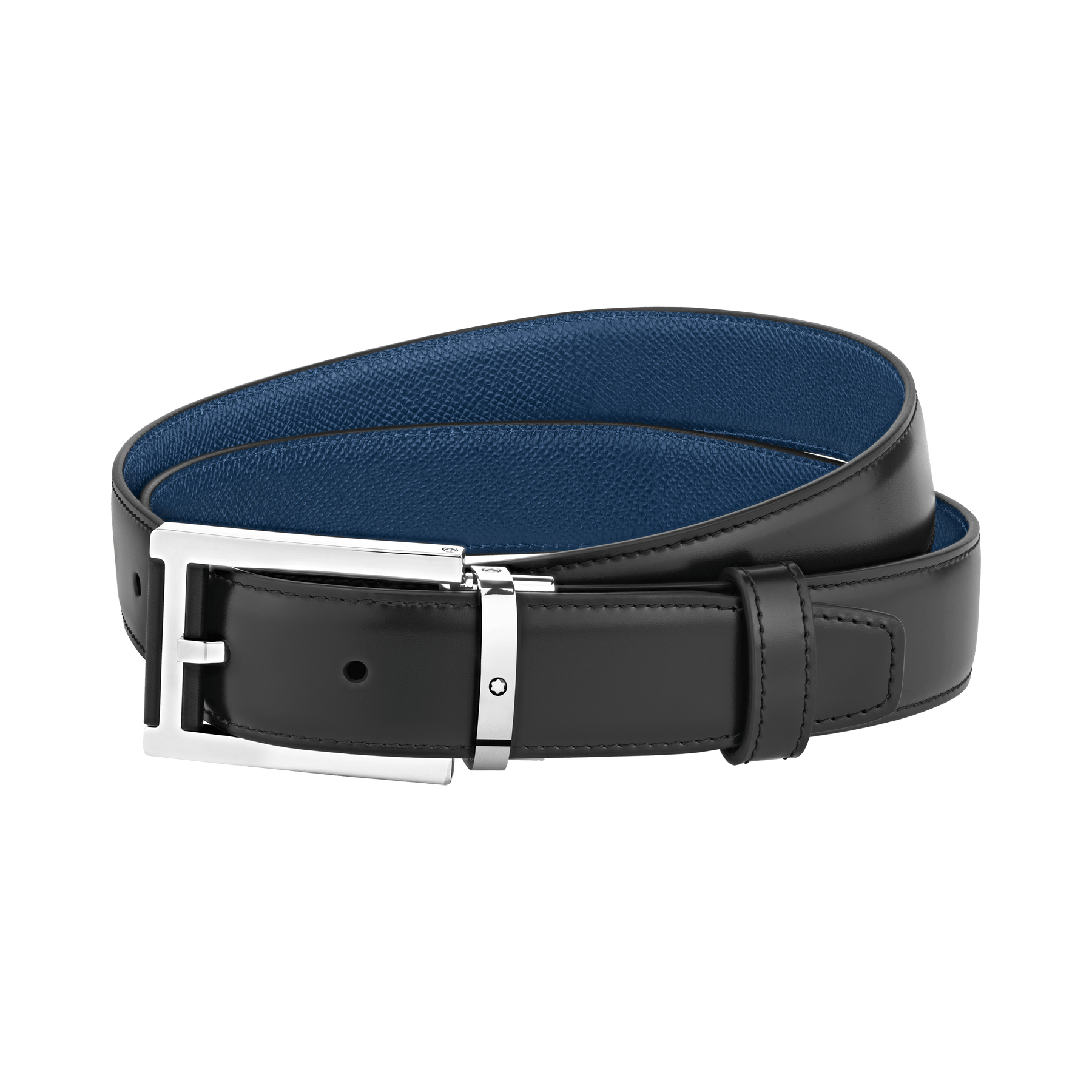 Black/blue 30 mm reversible leather belt