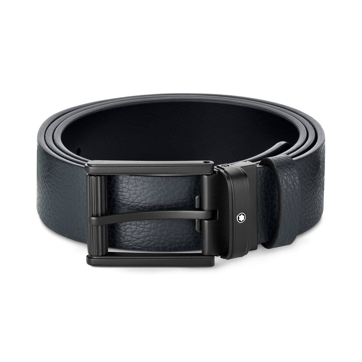 Blue/black 35 mm reversible leather belt