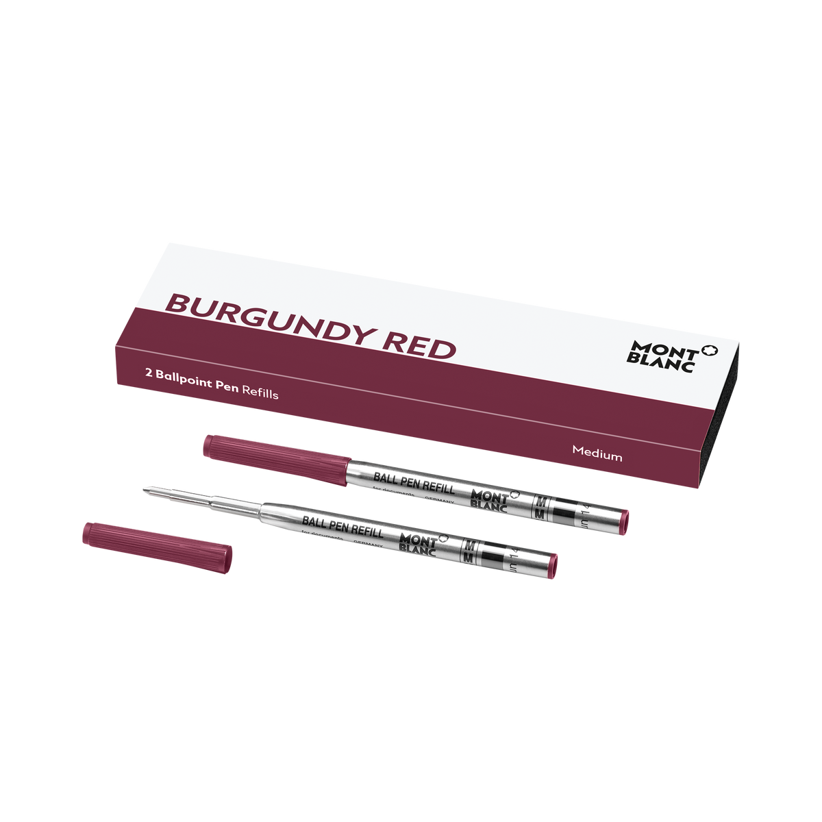 2 Ballpoint Pen Refills (M) Burgundy Red